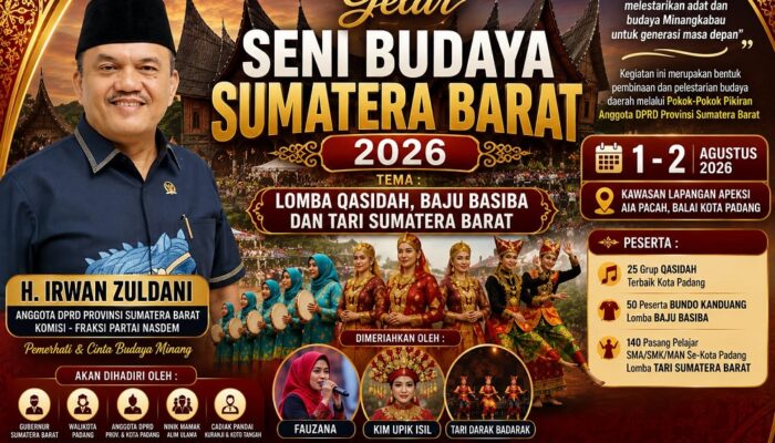 Irwan Zuldani Gelar Seni Budaya Sumbar 2026, Hadirkan Lomba Qasidah, Baju Basiba dan Tari Tradisional