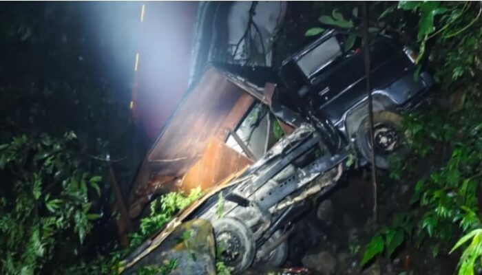 Diduga Supir Hilang Kendali, Truk Tronton Box Terperosok ke Jurang di Kawasan Sitinjau Lauik